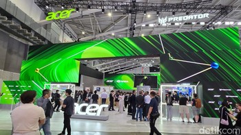 Acer adalah salah satu brand dengan ruang pameran terbesar di Computex 2025, dengan desain booth yang memukau seperti ini. Foto: Fino Yurio Kristo/detikINET