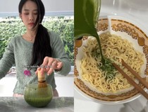 Nyeleneh! Jessica Jane Masak Ayam Goreng dan Mie Instan Pakai Matcha
