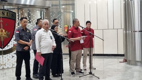 Konferensi pers Kejagung soal penangkapan Bos Sritex, Rabu (21/5/2025).