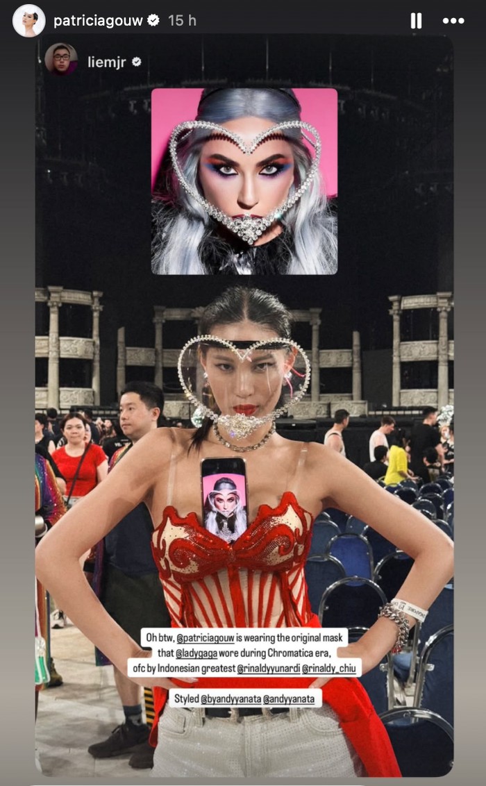 Gaya Patricia Gouw Nonton Konser Lady Gaga, Totalitas Pakai Face Shield Mewah