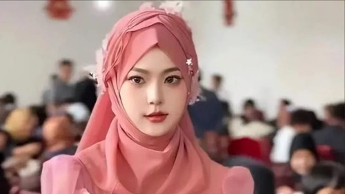 Pengantin hijab viral, kecantikannya dikira buatan AI.