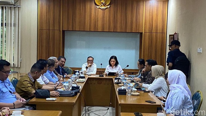 Veronika Tan sambangi Universitas Pancasila. Ia mendengar langsung cerita korban pelecehan rektor UP nonaktif (Wildan Noviansah/detikcom)