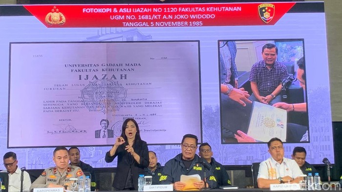 Bareskrim jumpa pers kasus tudingan ijazah palsu Jokowi. (Rumondang/detikcom)