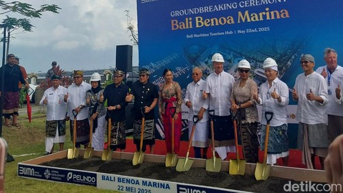 Groundbreaking proyek Bali Benoa Marina di Bali Maritime Tourism Hub (BMTH), Pelabuhan Benoa, Denpasar, Bali, Kamis (22/5/2025). (Foto: Celine Melinda Santosa/detikBali)