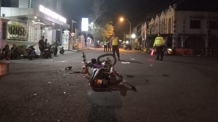 Kondisi sepeda motor yang terlibat kecelakaan di Pengasih, Kulon Progo, Kamis (22/5/2025)