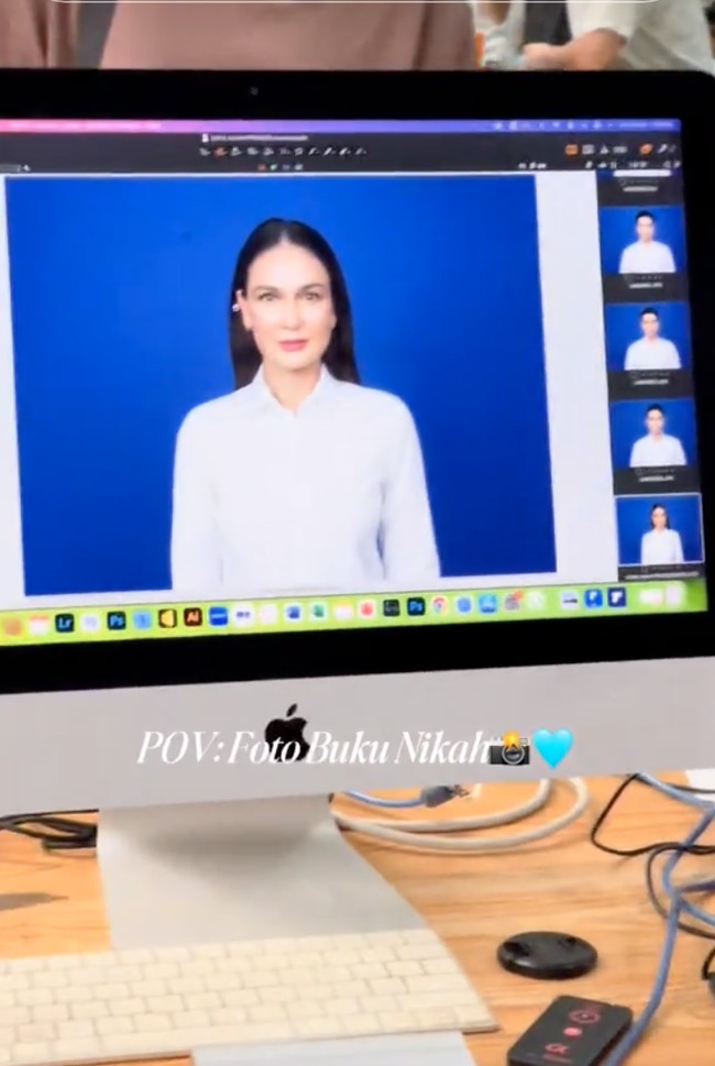 Maxime pun terdengar ikut memuji  penampilan Luna Maya. Cakep, jelas Maxime sambil melihat hasil foto wanita yang telah resmi dinikahinya pada 7 Mei 2025 itu. Foto: TikTok/@lunamaya