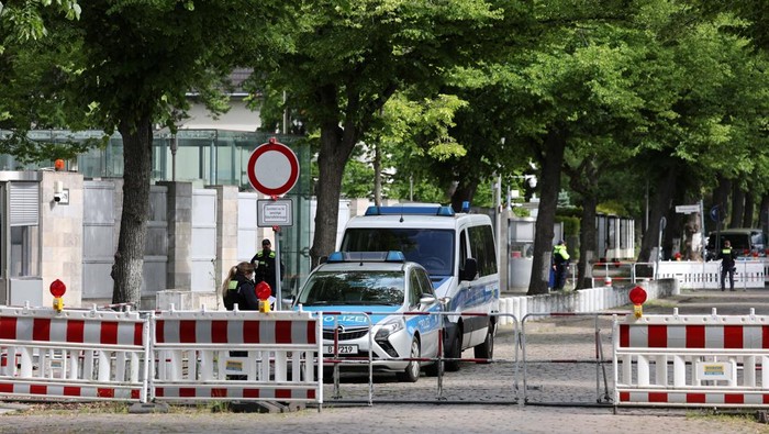 Polisi Perketat Pengamanan Kedutaan Israel di Berlin Polisi Jerman menjaga ketat Kedutaan Israel di Berlin, Kamis (22/5/2025). Pengamanan ditingkatkan menyusul situasi keamanan regional yang memanas.