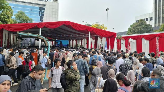 Kementerian Ketenagakerjaan (Kemnaker) menggelar Job Fair selama dua hari yakni pada 22-23 Mei 2025, Jumat (23/5/2025). (CNBC Indonesia/Chandra Dwi Pranata)