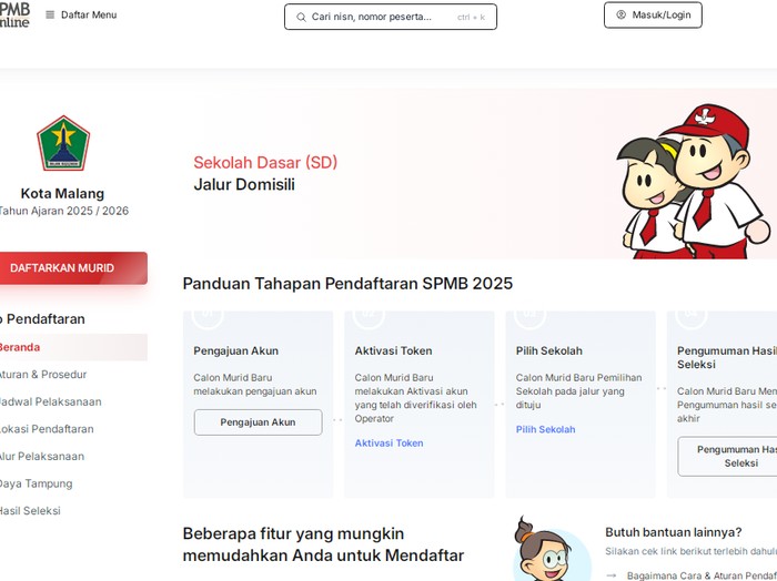 Halaman Pendaftaran SPMB Malang 2025