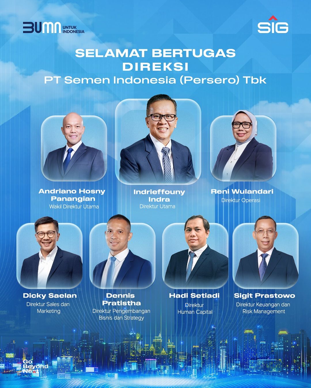 Komisaris dan jejeran Direksi PT Semen Indonesia (Persero) Tbk (SIG) terbaru. (Instagram/lifeatsig.id)