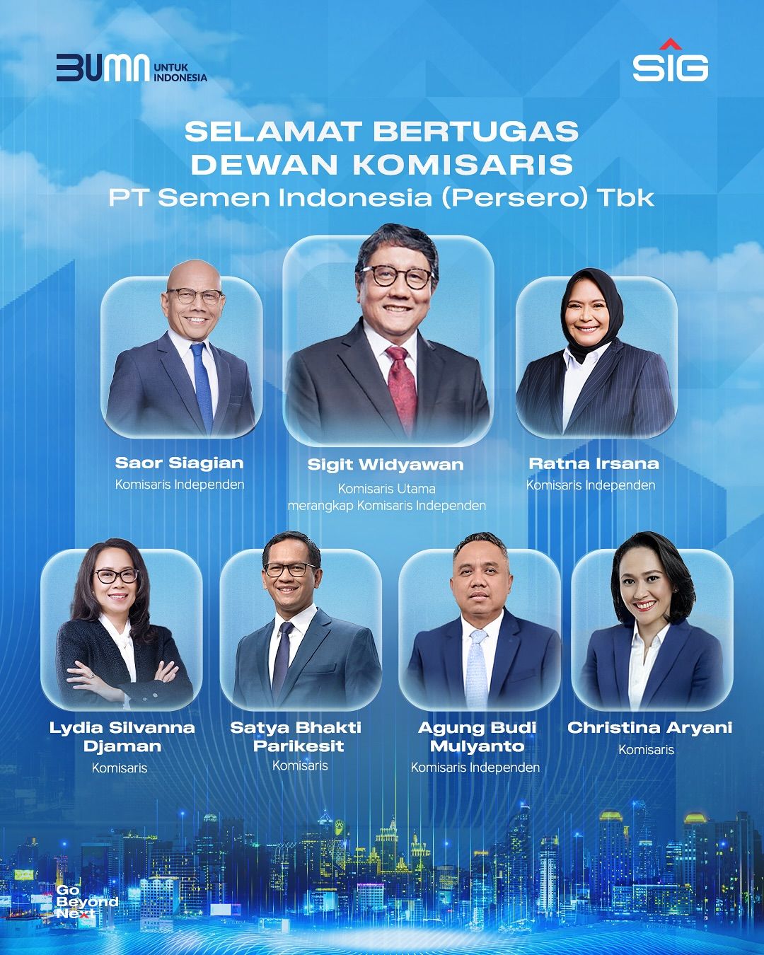 Komisaris dan jejeran Direksi PT Semen Indonesia (Persero) Tbk (SIG) terbaru. (Instagram/lifeatsig.id)