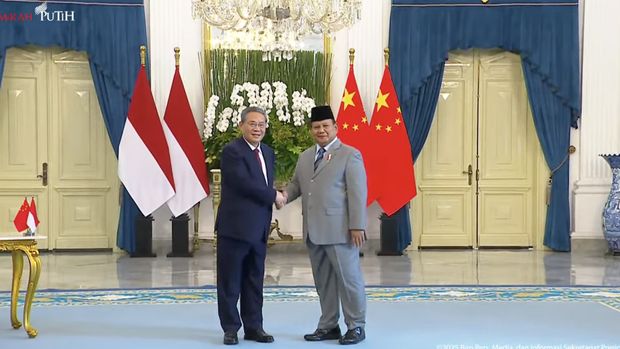 Kunjungan Resmi Premier Republik Rakyat Tiongkok (RRT) Li Qiang, Istana Merdeka, 25 Mei 2025. (Tangkapan layar youtube Setpres RI)