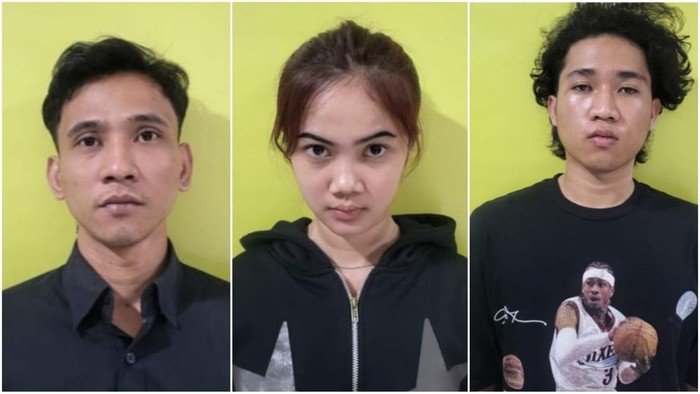 Tampang tiga pelaku pemerasan saat diamankan polisi