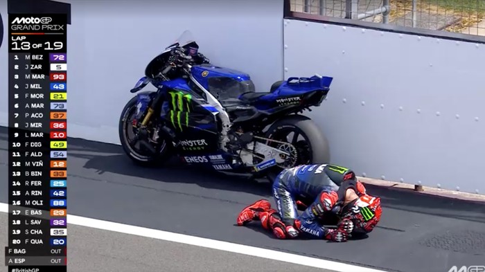 Fabio Quartararo usai gagal finis di MotoGP Inggris 2025.