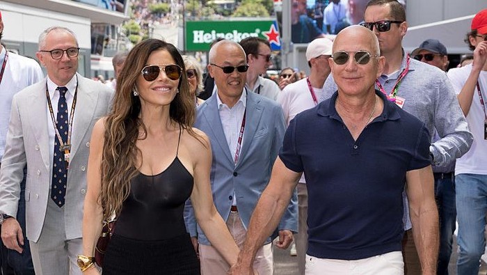 MONTE-CARLO, MONACO - MAY 25:  Lauren Sánchez and Jeff Bezos attends the F1 Grand Prix Of Monaco on May 25, 2025 in Monte-Carlo, Monaco. (Photo by Arnold Jerocki/FilmMagic)