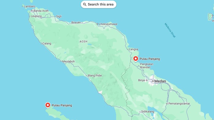 ilustrasi peta Aceh. (Screenshot Google Map)