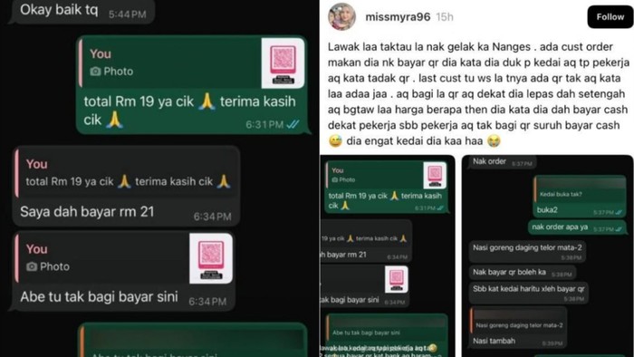 pelayan berlaku curang larang pelanggan membayar pakai QR