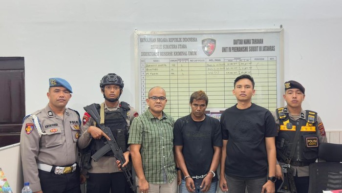 Polisi menangkap satu pelaku pembacokan jaksa. (Polda Sumut)