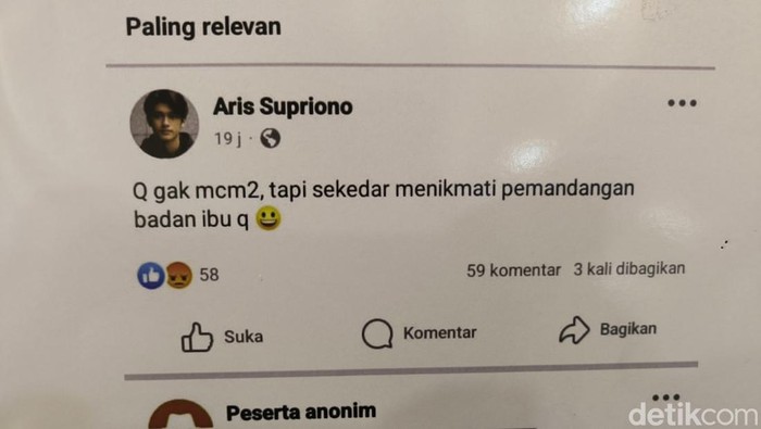 Salah satu postingan di Group Cinta Sedarah yang berubah nama Suka Duka