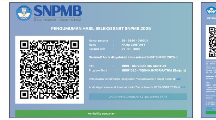 Keterangan peserta lulus UTBK SNBT 2025