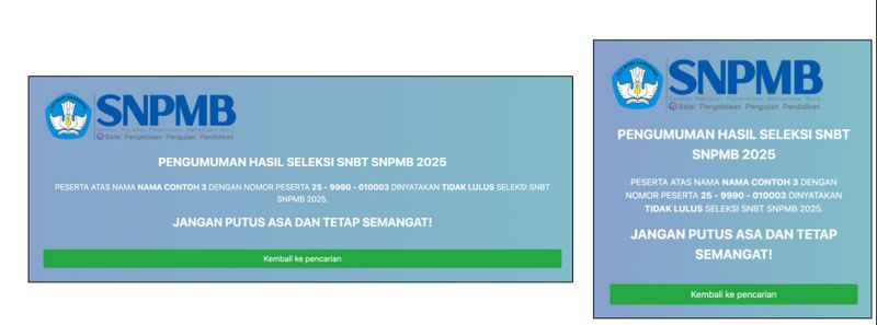 Keterangan peserta tidak lulus UTBK SNBT 2025