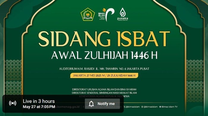 Konferensi pers hasil Sidang Isbat Penetapan Awal Dzulhijjah 1446 H