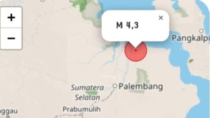 Gempa M 4,3 terjadi di Banyuasin.