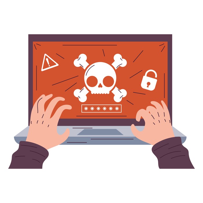 Ilustrasi laptop terkena virus.