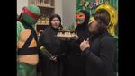 Indra Bekti totality became Raphael the Ninja tortoise during Dafni's birthday