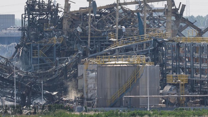 A view of the site of the chemical plant explosion in Gaomi, Shandong province, China May 28, 2025. REUTERS/Go Nakamura