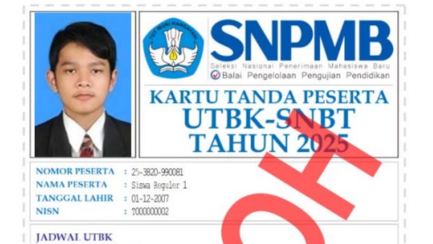 Nomor peserta UTBK 2025 di kartu peserta