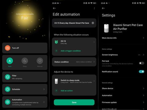 Pengaturan Xiaomi Smart Pet Care Air Purifier di aplikasi Xiaomi Home