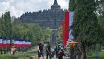 Siap Sambut Macron, Borobudur Dihiasi Bendera RI dan Prancis