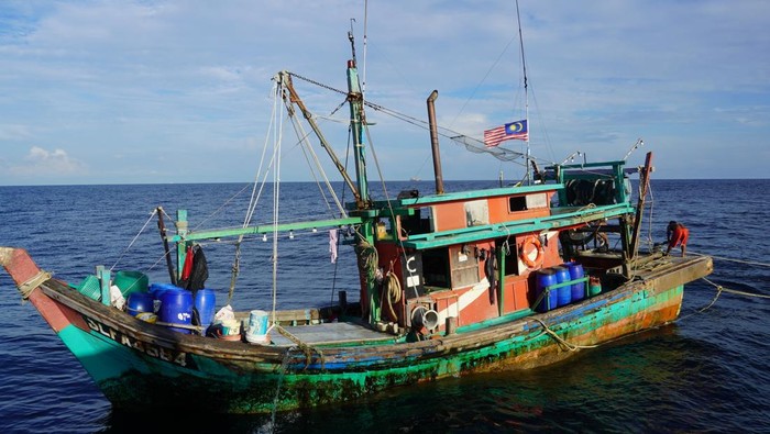 Kapal berbendera Malaysia yang ditangkap di Selat Malaka.(Dok. Istimewa)