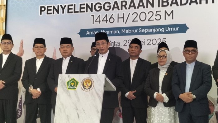 Menag Nasaruddin Umar menggelar konferensi pers (Maulani Mulianingsih/detikcom)