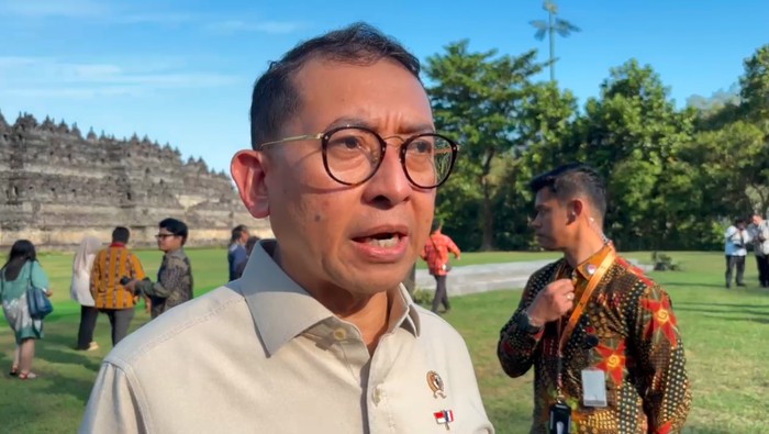 Menteri Kebudayaan Fadli Zon di Borobudur (Eva Savitri/detikcom)