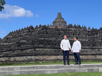 Foto-foto Prabowo dan Macron Berlatar Candi Borobudur