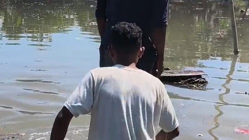 Sawah di Desa Lagu, Kecamatan Satar Mese Barat, Manggarai, terendam air laut akibat gelombang tinggi. (Tangkapan layar video)