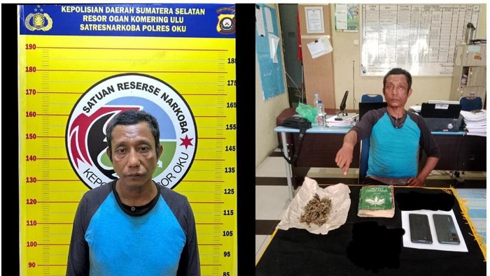 Yusri, pelaku pengedar ganja yang diamankan Polres OKU