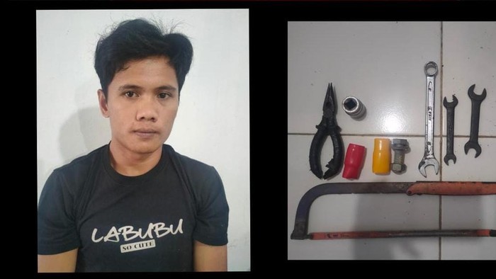 Endra, ditangkap polisi lantaran mencuri kabel listrik di Muratara