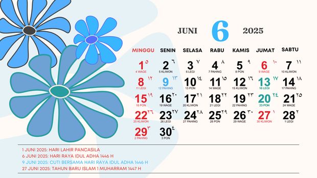Kalender Juni 2025.