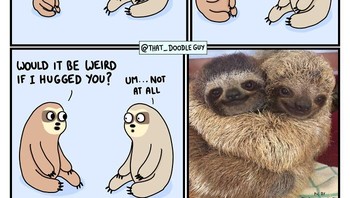 Sweey banget, tapi jangan lama-lama ya. Pegel juga pundak digelendotin mulu. Foto: Bored Panda