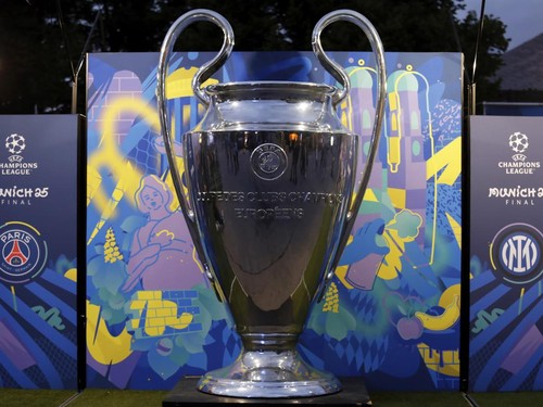 MUNICH, GERMANY - 2025/05/30: The Champions League trophy seen during the Champions Festival Village ahead of the UEFA Champions League Final 2025 between Paris Saint-Germain and FC Internazionale Milano. (Photo by Mohammad Javad Abjoushak/SOPA Images/LightRocket via Getty Images)