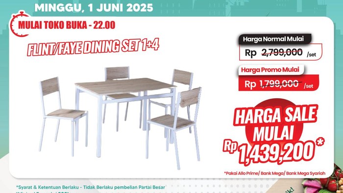Harga Satu Set Meja Makan Cuma Sejutaan di Transmart Full Day Sale