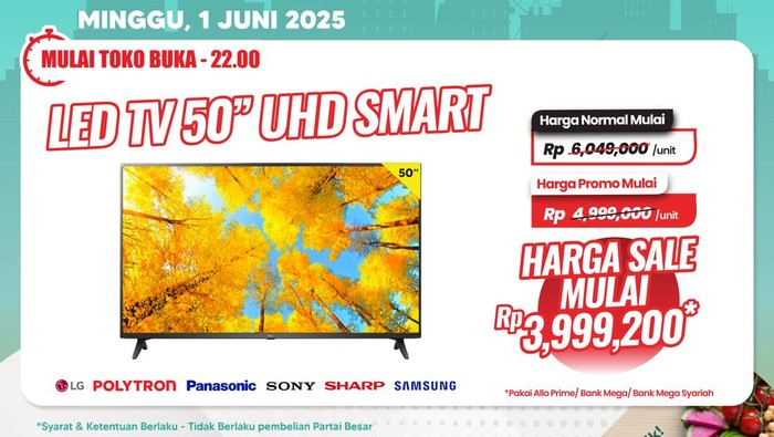 Serbu! TV LED di Transmart Full Day Sale Diskon Gede-gedean