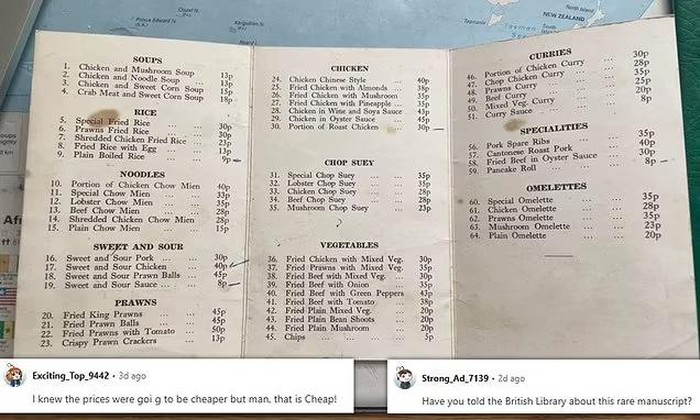 Harga Menu Chinese Food dari Tahun 1970 Bikin Kaget, Mulai Rp 3 Ribuan!