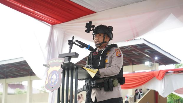 Wakapolda Riau Brigjen Jossy Kusumo menutup pelatihan gelombang II Tim Raga, Sabtu (31/5/2025).
