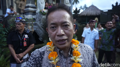 Wakil Menteri Koperasi dan UKM, Ferry Juliantono saat berkunjung ke Desa Bongkasa Pertiwi, Abiansemal, Badung, Bali, Minggu malam (1/6/2025). (Agus Eka/detikBali)