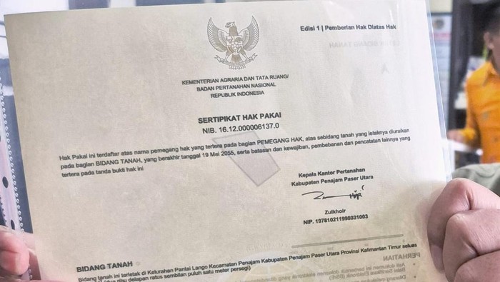 Warga PPU Bisa Kantongi Sertifikat di Atas Lahan Bank Tanah