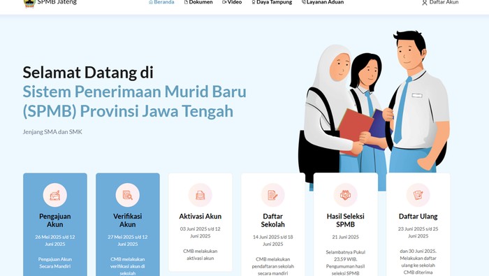 Cara registrasi dan verifikasi akun SPMB Jateng 2025.